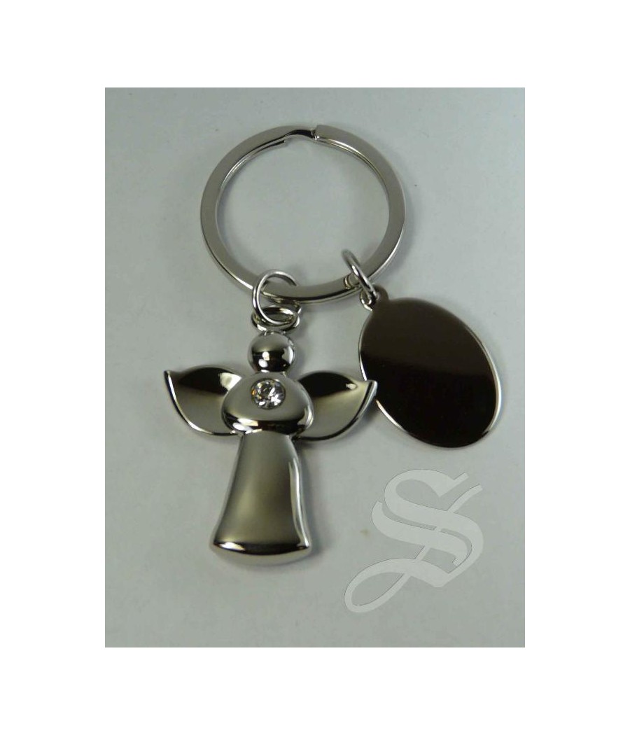 LLAVERO ANGEL CON PIEDRA Y CHAPA