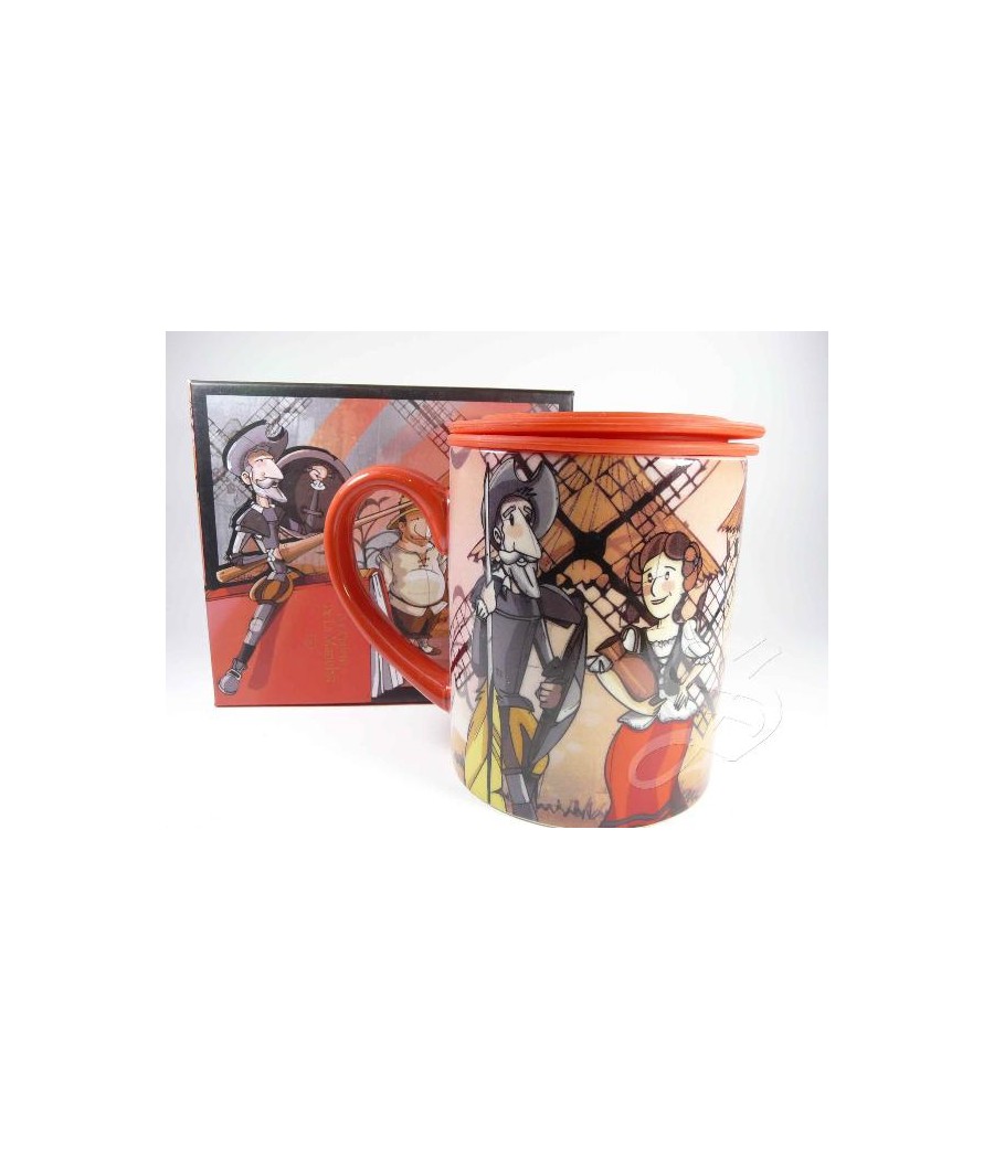 MUG QUIJOTE FILTRO TAPA SILICONA