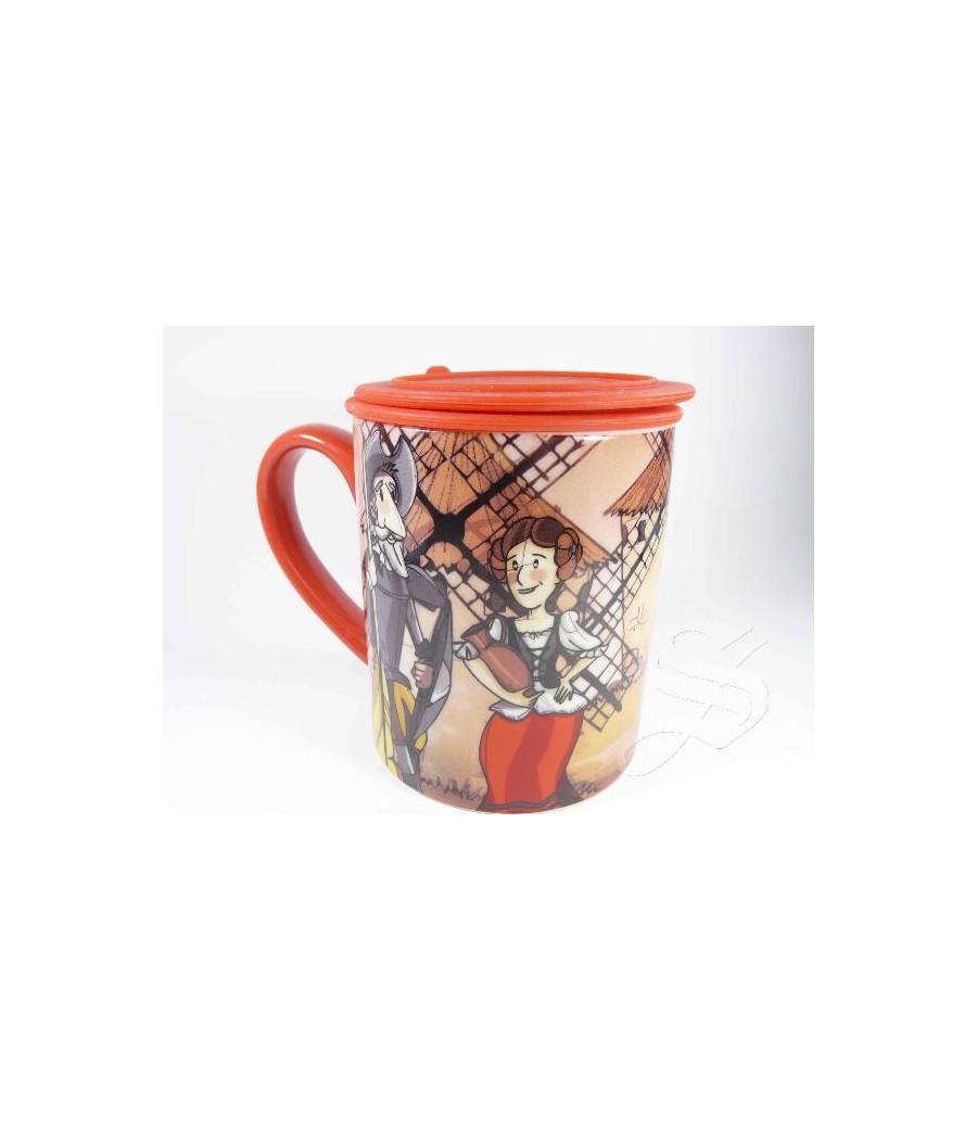 MUG QUIJOTE FILTRO TAPA SILICONA
