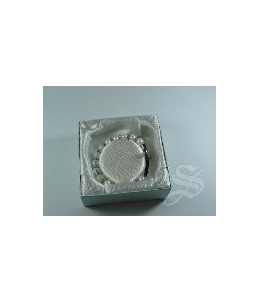 PULSERA CRUZ PIEDRAS + PERLAS