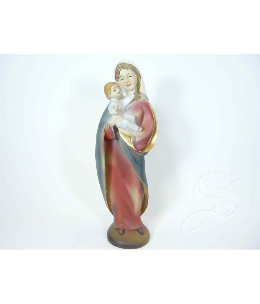 VIRGEN CON NIÑO 20 CM. TRAJE LISO