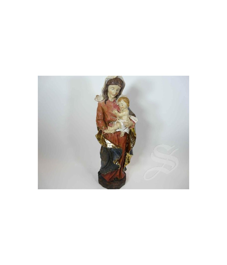 VIRGEN CON NIÑO 30CM. MADERA VIEJA