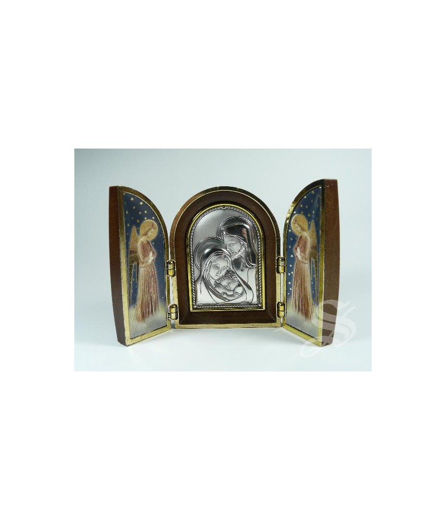 TRIPTICO CON PLACA DE PLATA 12 * 7,5 SAGRADA FAMILIA