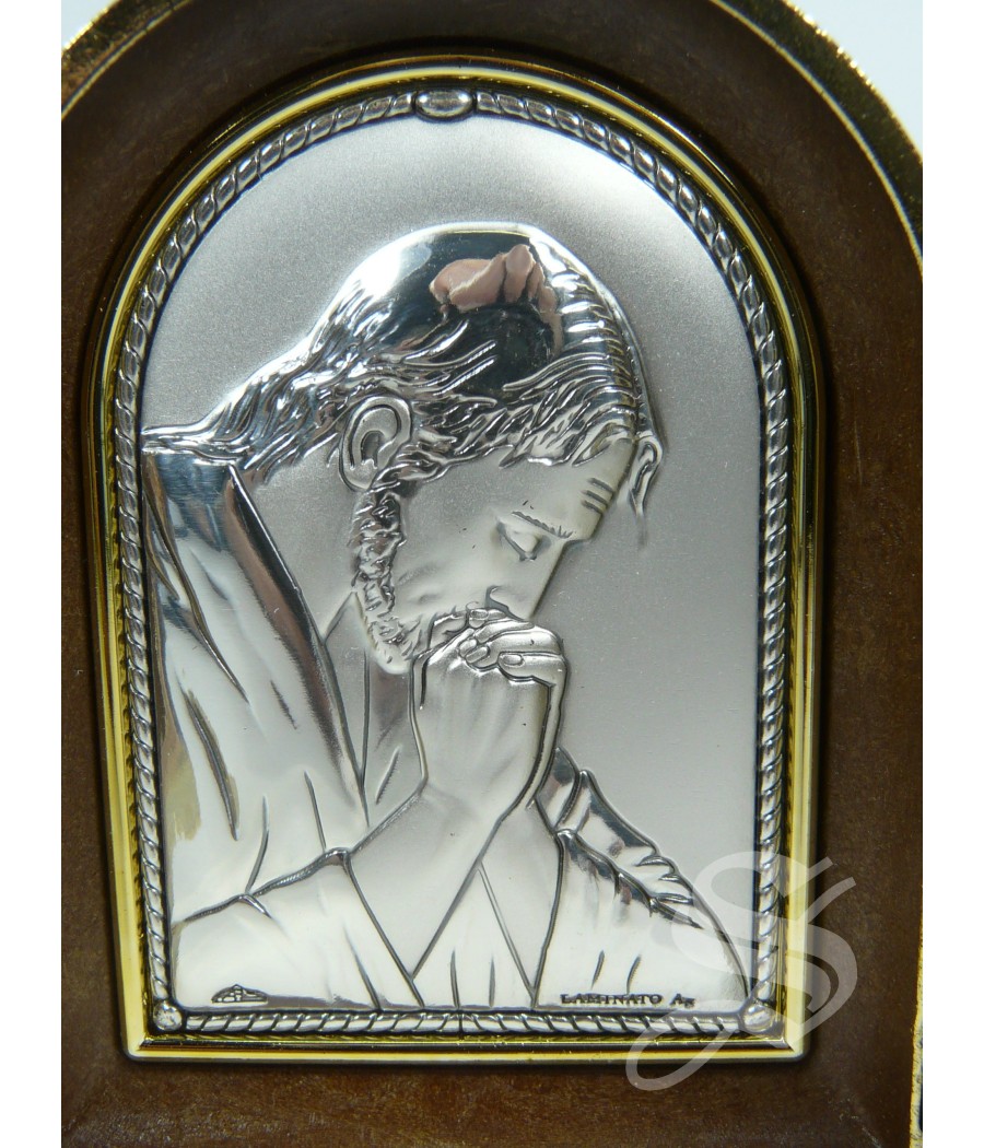 TRIPTICO CON PLACA DE PLATA 12 * 7,5 CM. JESUS ORANTE