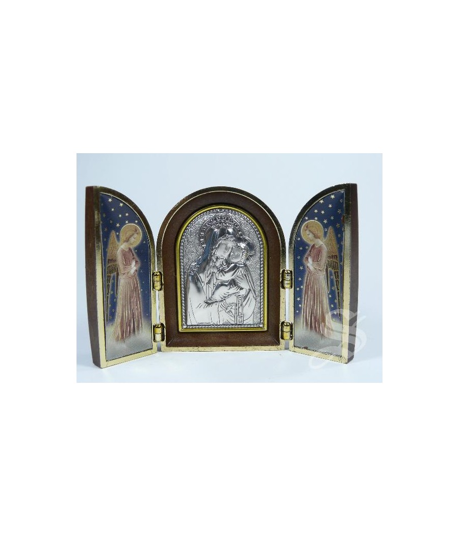 TRIPTICO CON PLACA DE PLATA 12 * 7,5 CM. PERPETUO SOCORRO