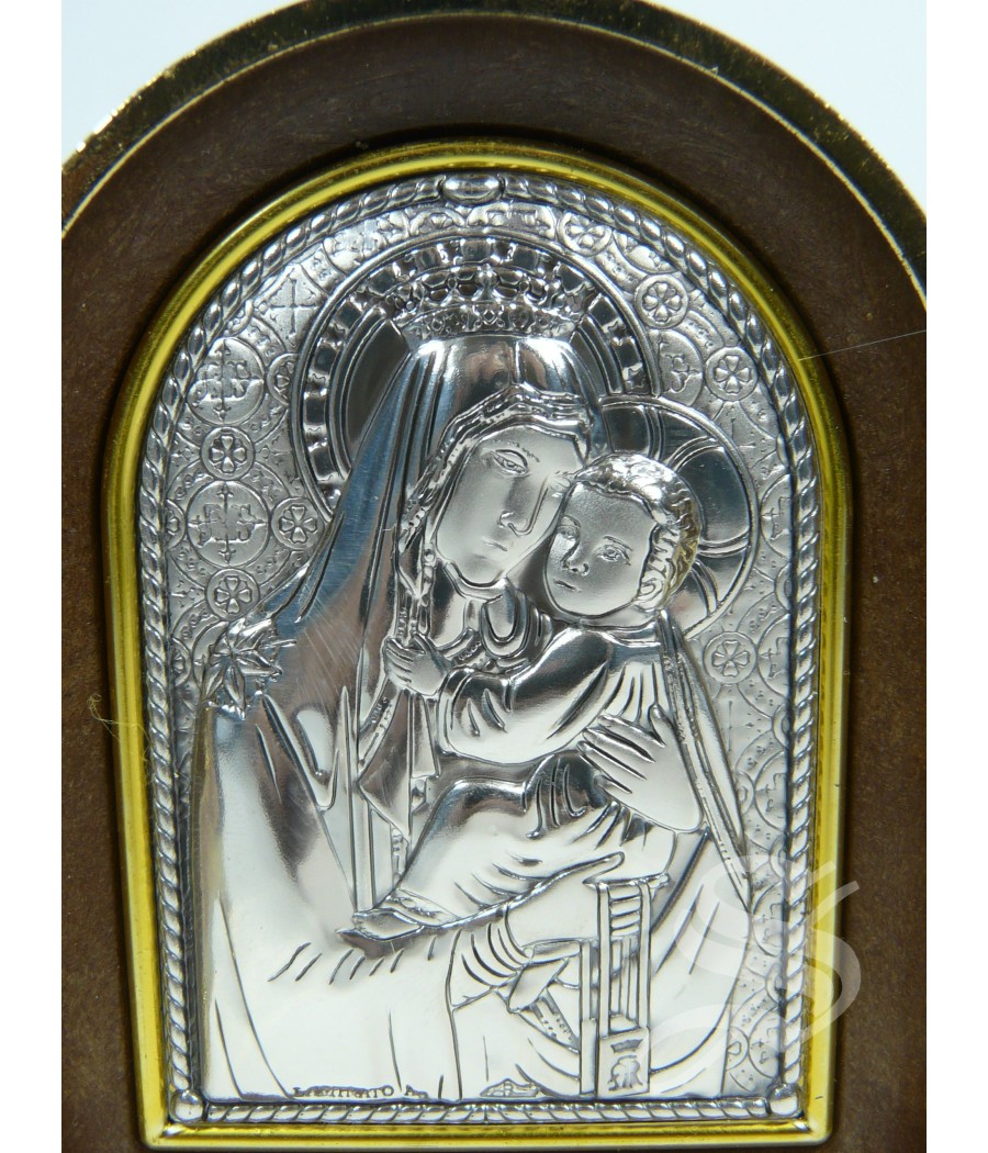 TRIPTICO CON PLACA DE PLATA 12 * 7,5 CM. PERPETUO SOCORRO