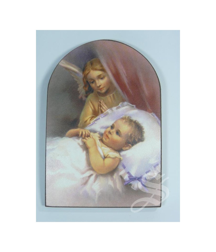 TABLA DE MADERA 10 * 15 ANGEL DE LA GUARDA CON NIÑO