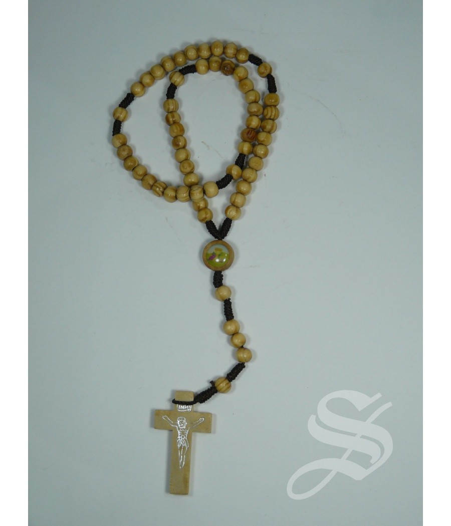 SAQUITO CON ROSARIO DE MADERA Y MARCAPAGINAS PARA COMUNION