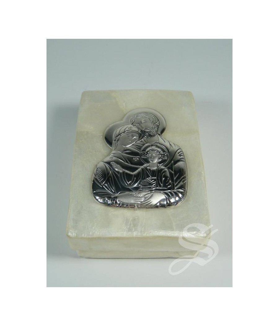 ROSARIERA NACAR Y PLATA 7 X 5 SAGRADA FAMILIA ICONO