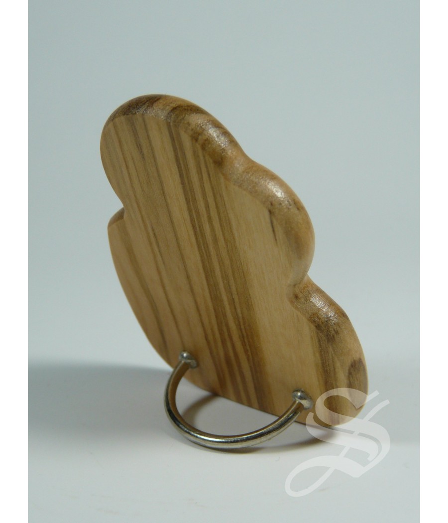 CUADRITO DE PLATA SAGRADA FAMILIA CON MADERA DE OLIVO 4X 5.5 CM