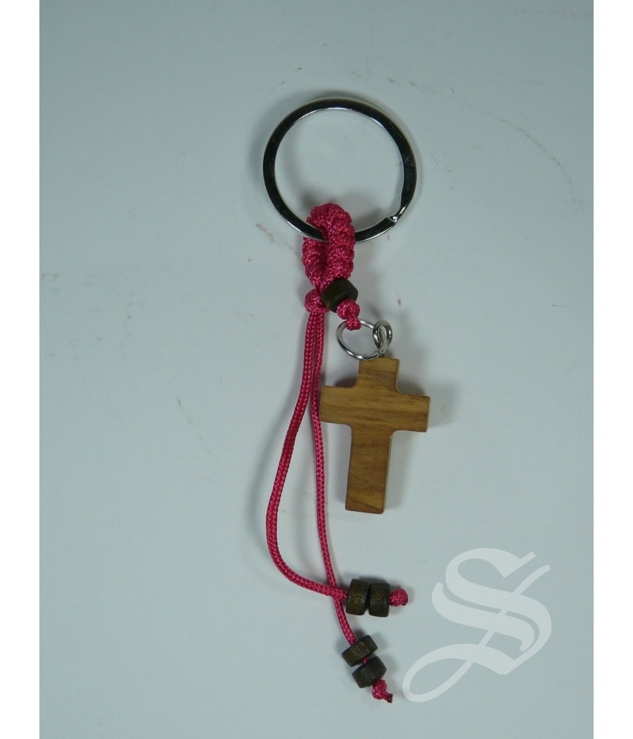 LLAVERO CRUZ MADERA CON TARJETA COMUNION