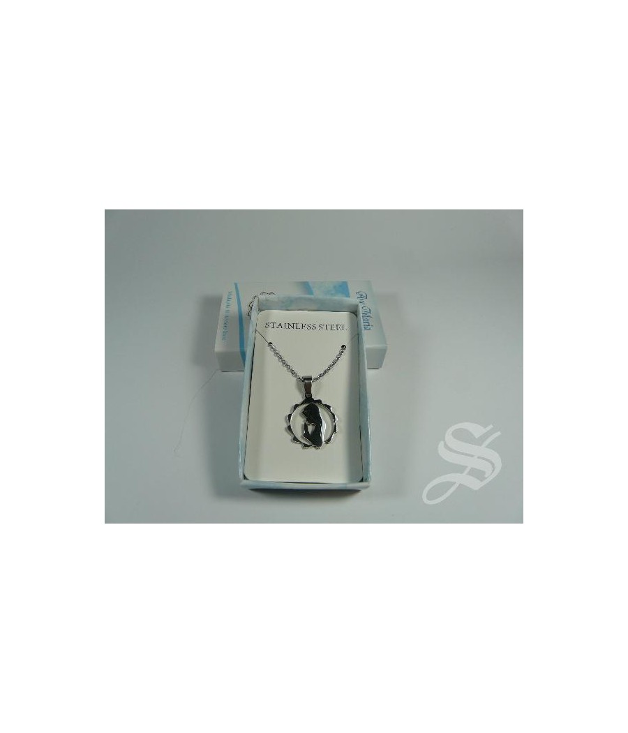 COLGANTES VIRGEN CON CADENA ACERO INOX EN CAJA REGALO