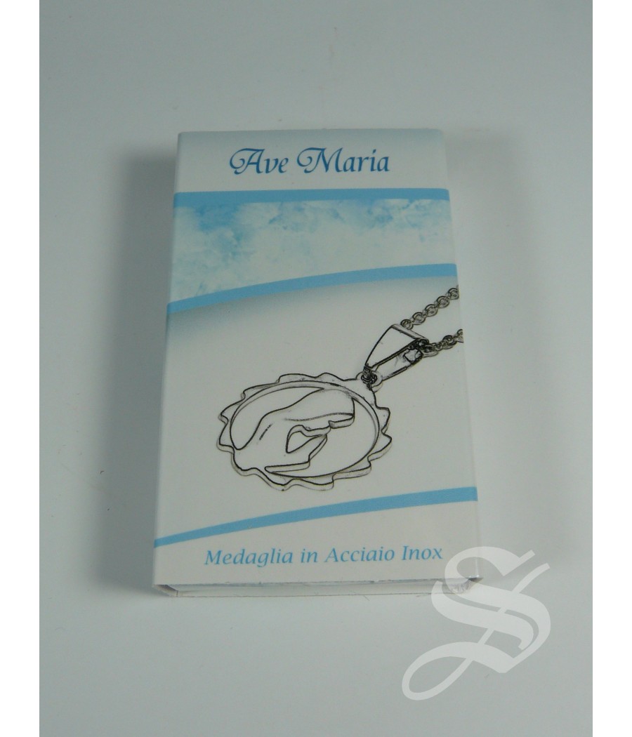 COLGANTES VIRGEN CON CADENA ACERO INOX EN CAJA REGALO