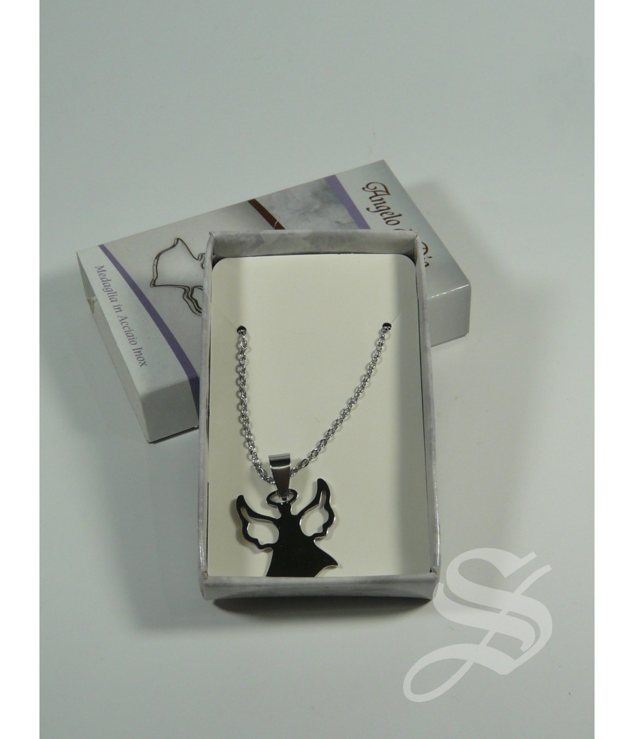 COLGANTE ANGEL EN ACERO INOX CON CADENA