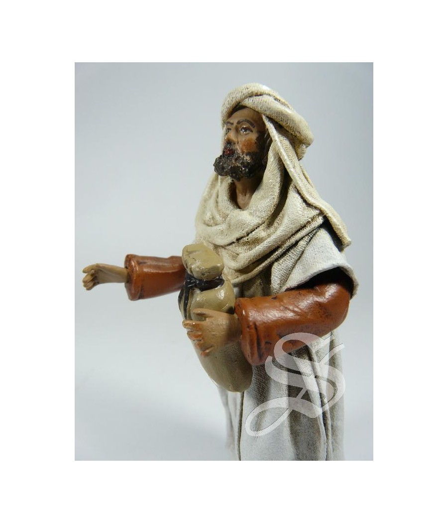 PASTOR ARABE CON SACO 12 CM. BARRO LIENZADO