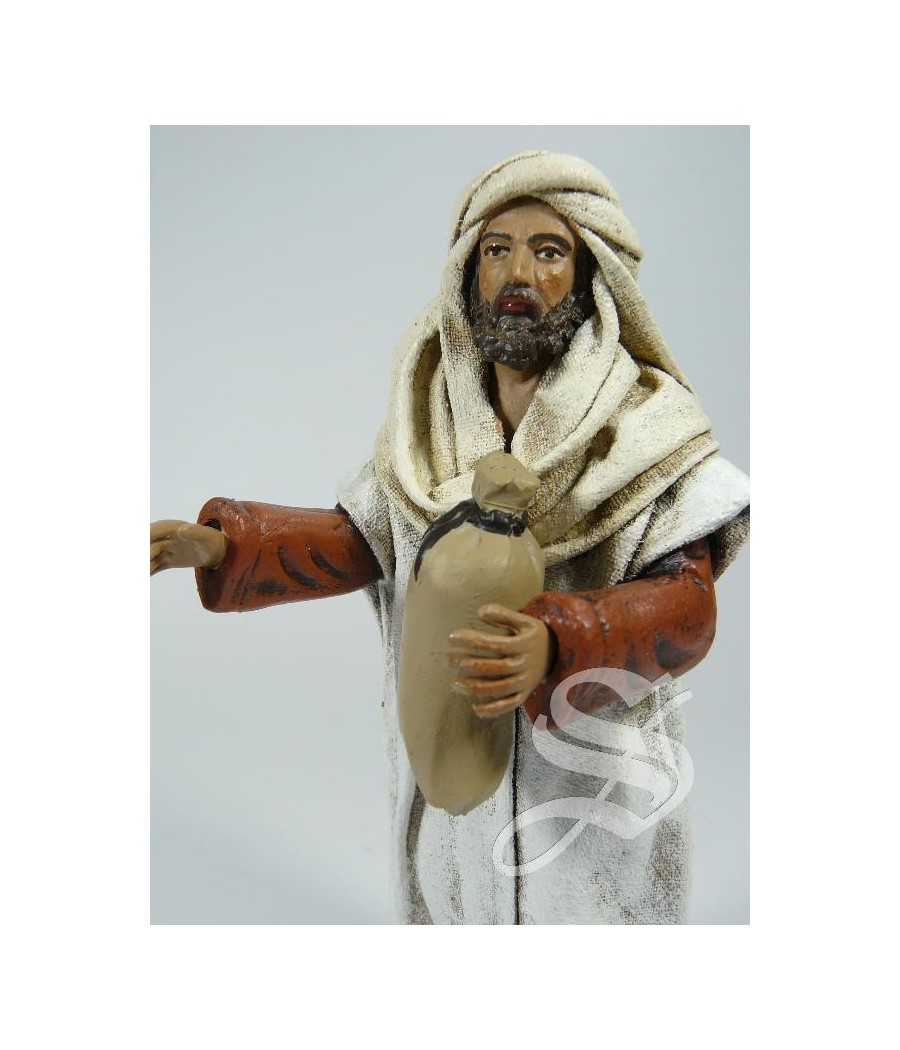PASTOR ARABE CON SACO 14 CM. BARRO LIENZADO