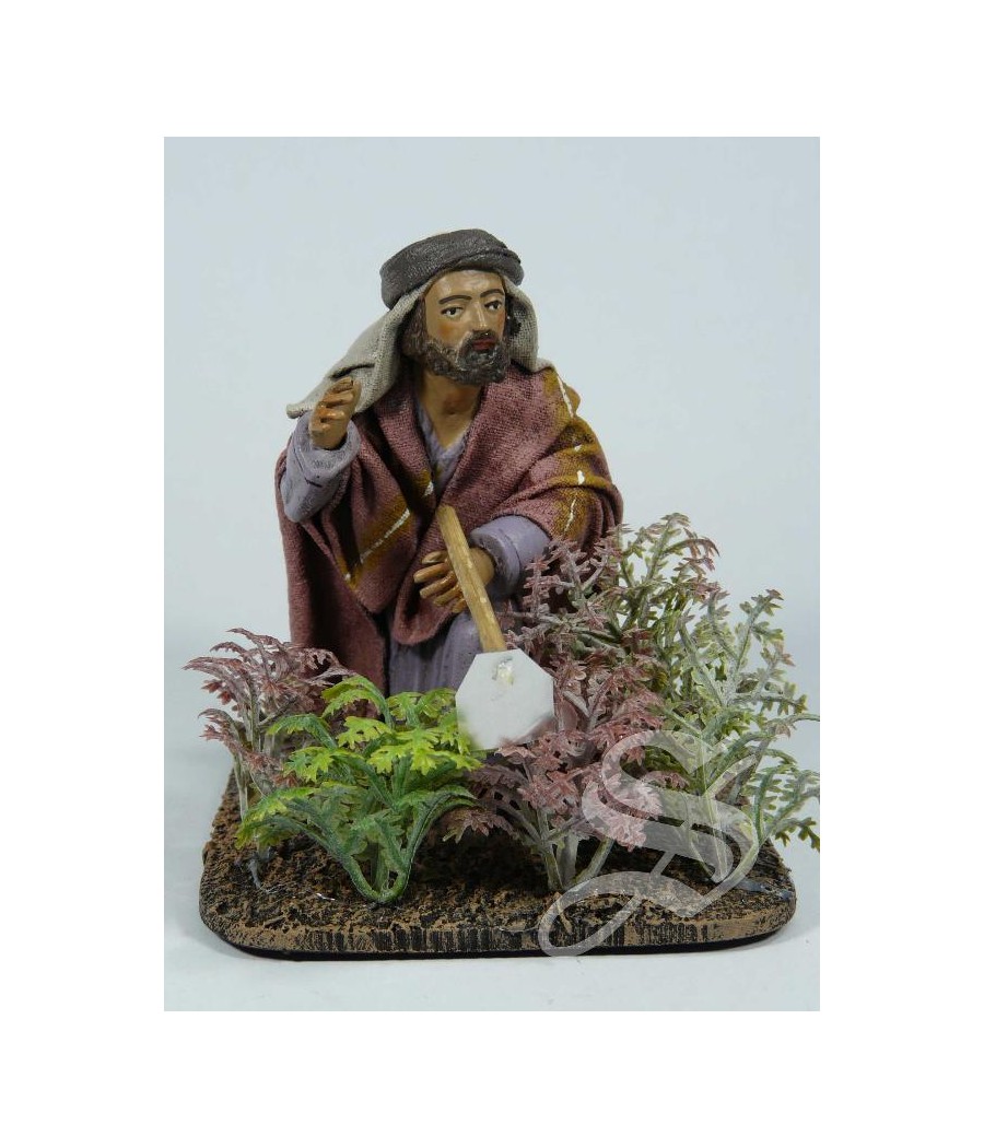 PASTOR CULTIVANDO 12 CM. BARRO LIENZADO