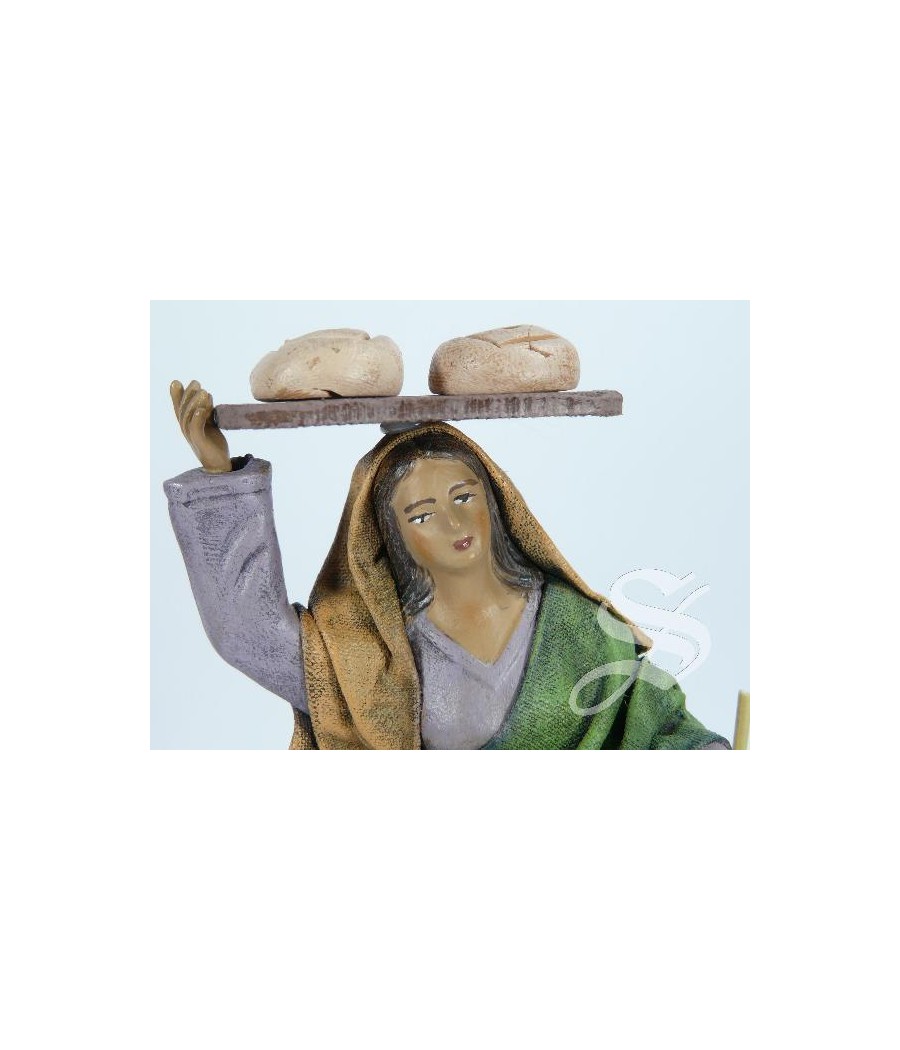 PASTORA CON TABLA DE PAN 14 CM.BARRO LIENZADO