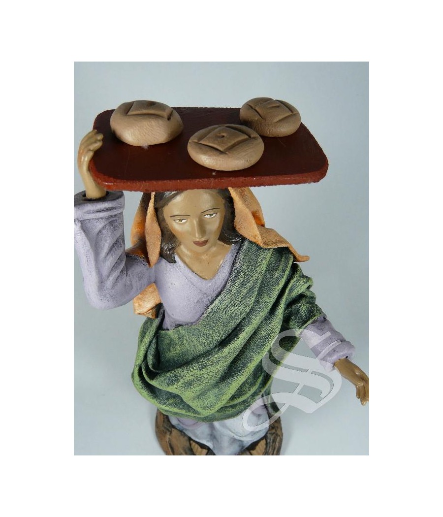 PASTORA CON TABLA DE PAN 21 CM. BARRO LI