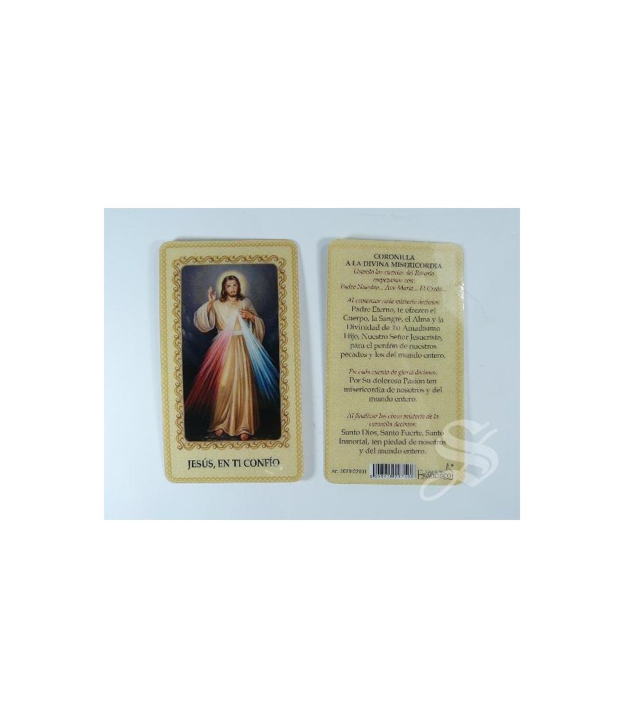 ESTAMPA MISERICORDIOSO PLASTIFICADA 6 X 10,5 CON ORACION CORONILLA
