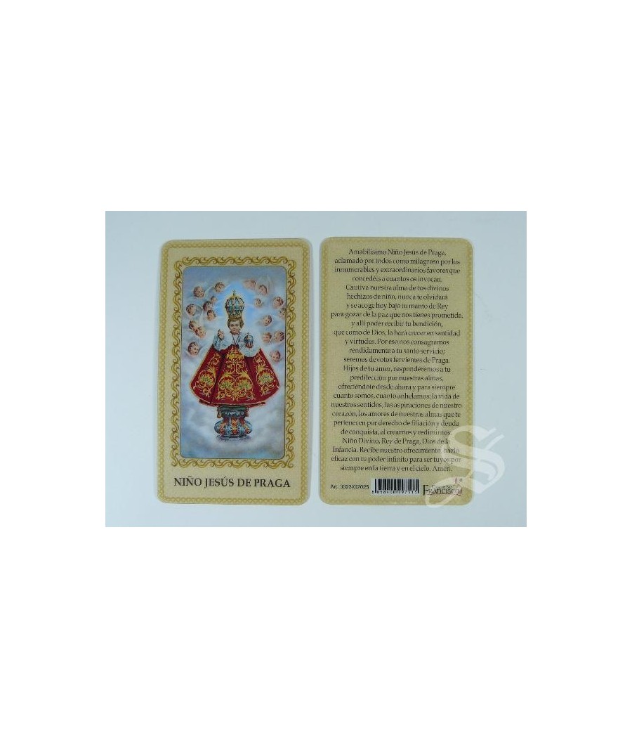 ESTAMPA NIÑO PRAGA PLASTIVIDADA 10,5 X 6 CON ORACION