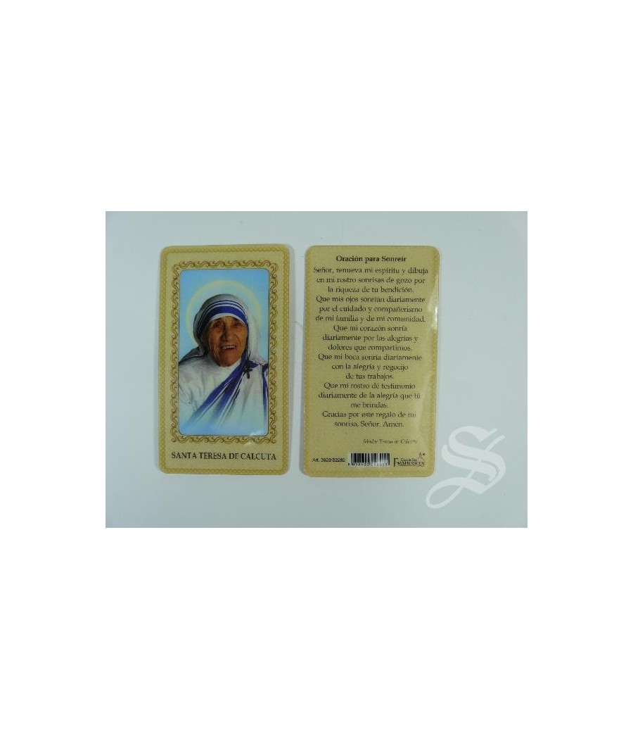 ESTAMPA MADRE TERESA PLASTIFICADA 6 * 10