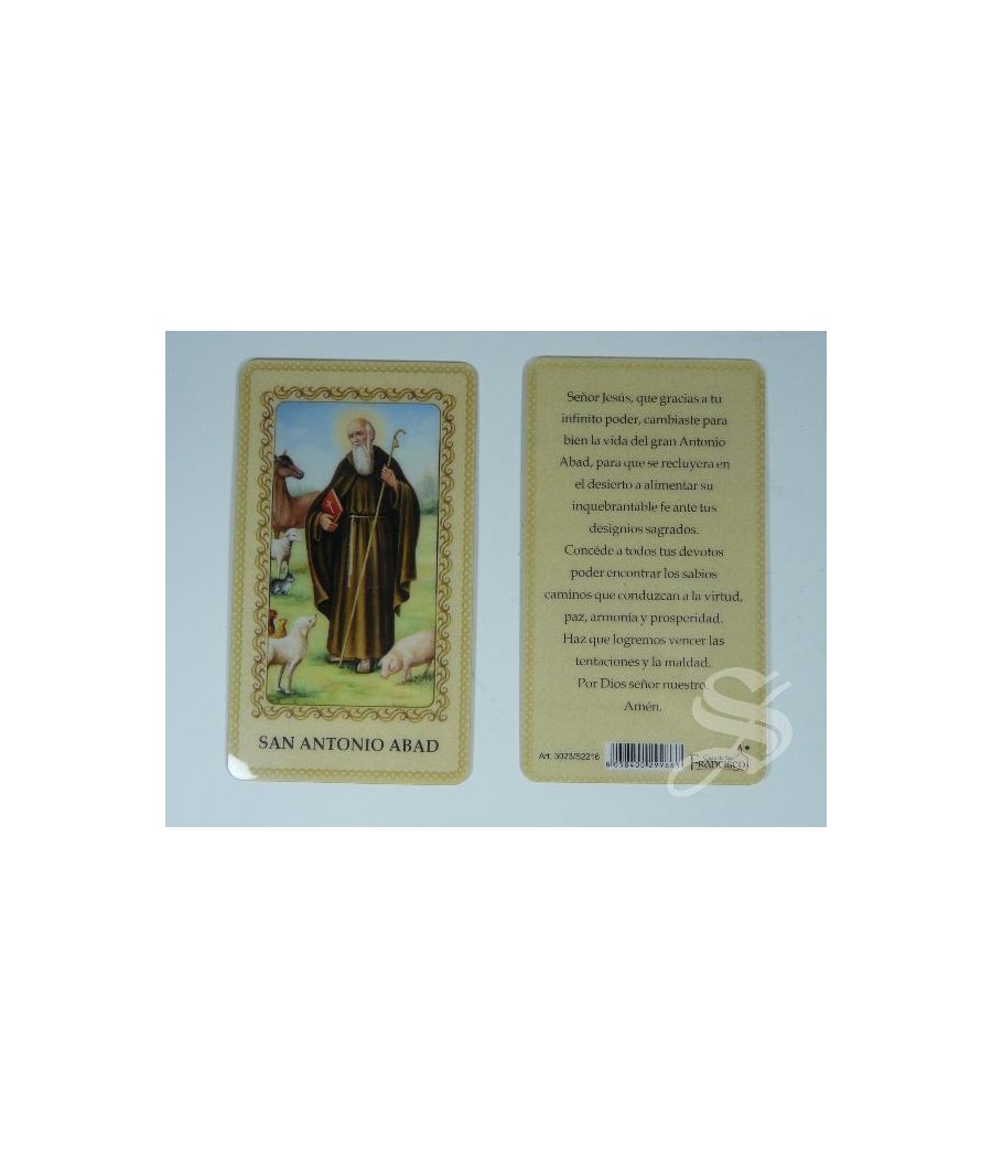 ESTAMPA SAN ANTONIO ABAD PLASTIFICADA 6 * 10,5 CM.