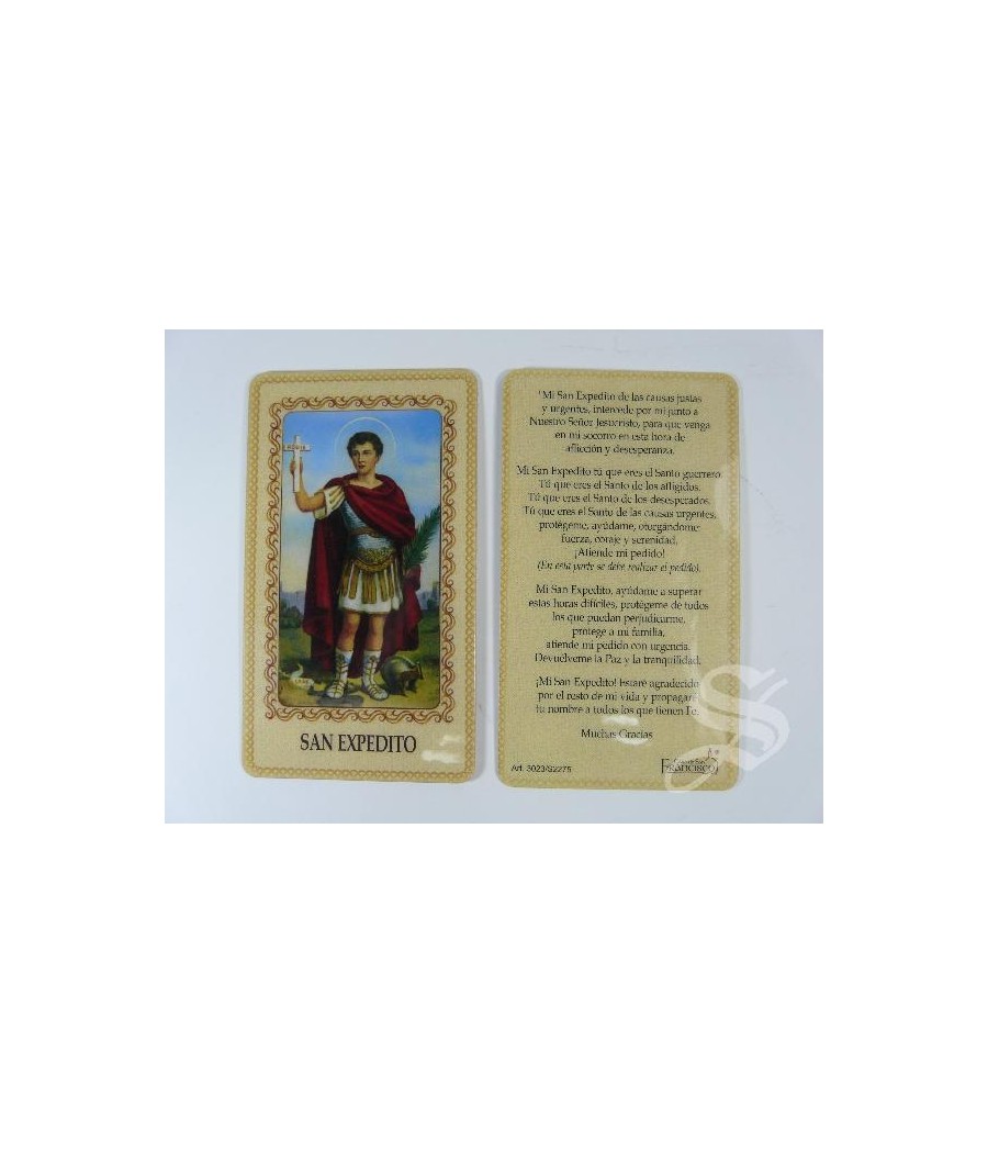 ESTAMPA SAN EXPEDITO PLASTIFICADA 6 X 10,5 CON ORACION