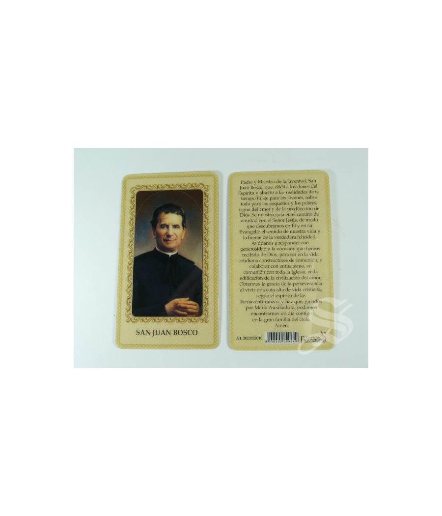 ESTAMPA SAN JUAN BOSCO PLASTIFICADA 6 X 10,5 CON ORACION