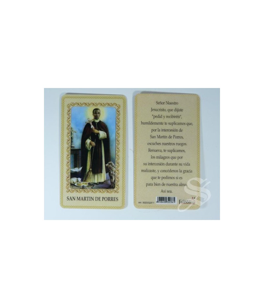 ESTAMPA SAN MARTIN DE PORRES PLASTIFICADA 10,5 * 6