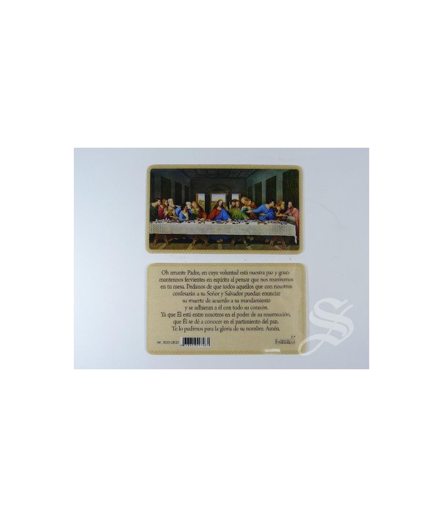 ESTAMPA SANTA CENA PLASTIFICADA 6 X 10,5 CON ORACION