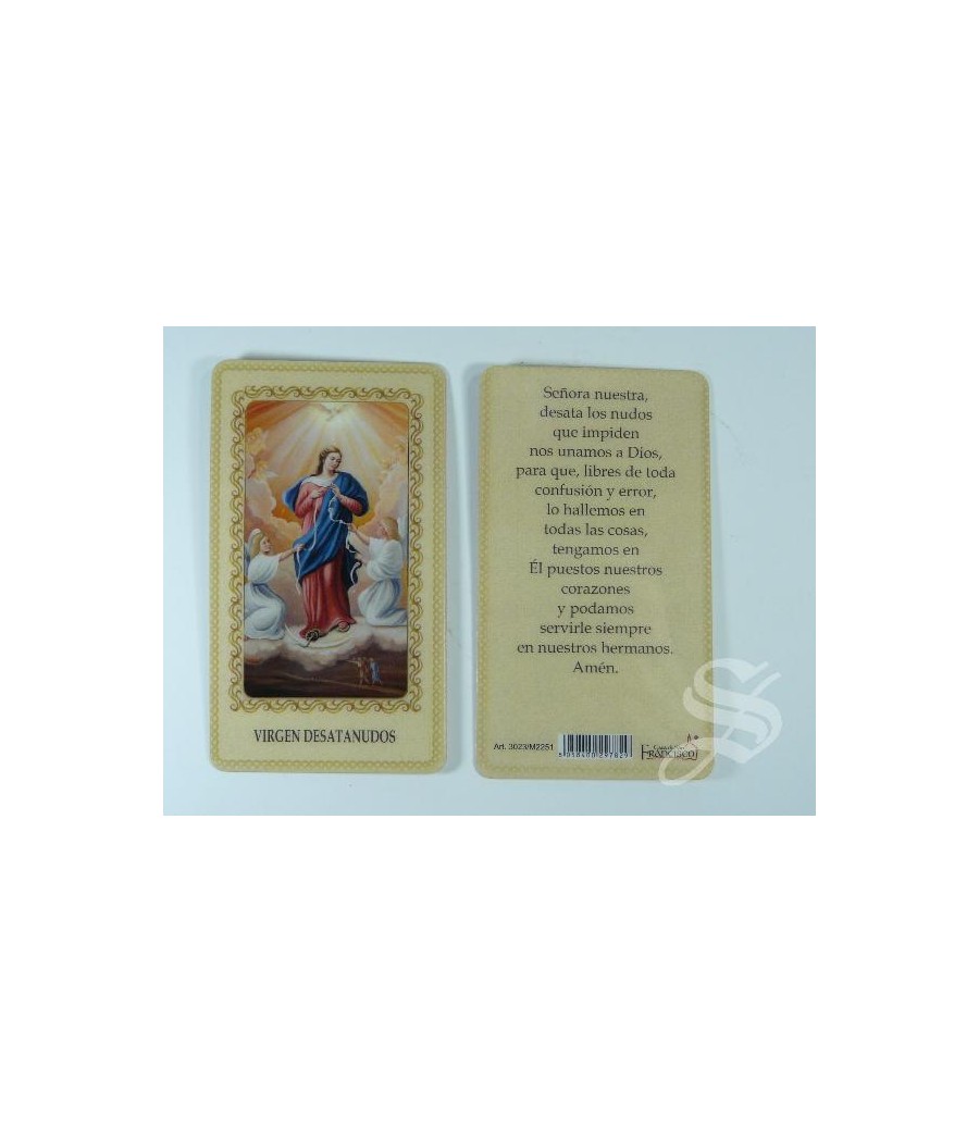 ESTAMPA VIRGEN DESATANUDOS PLASTIFICADA