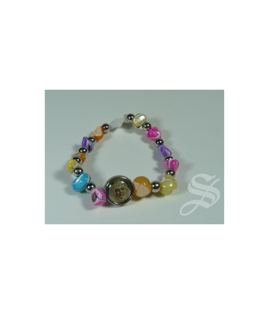 PULSERA CRISTAL DE COLORES INFANTI, ELASTICA VIRGEN DEL PRADO