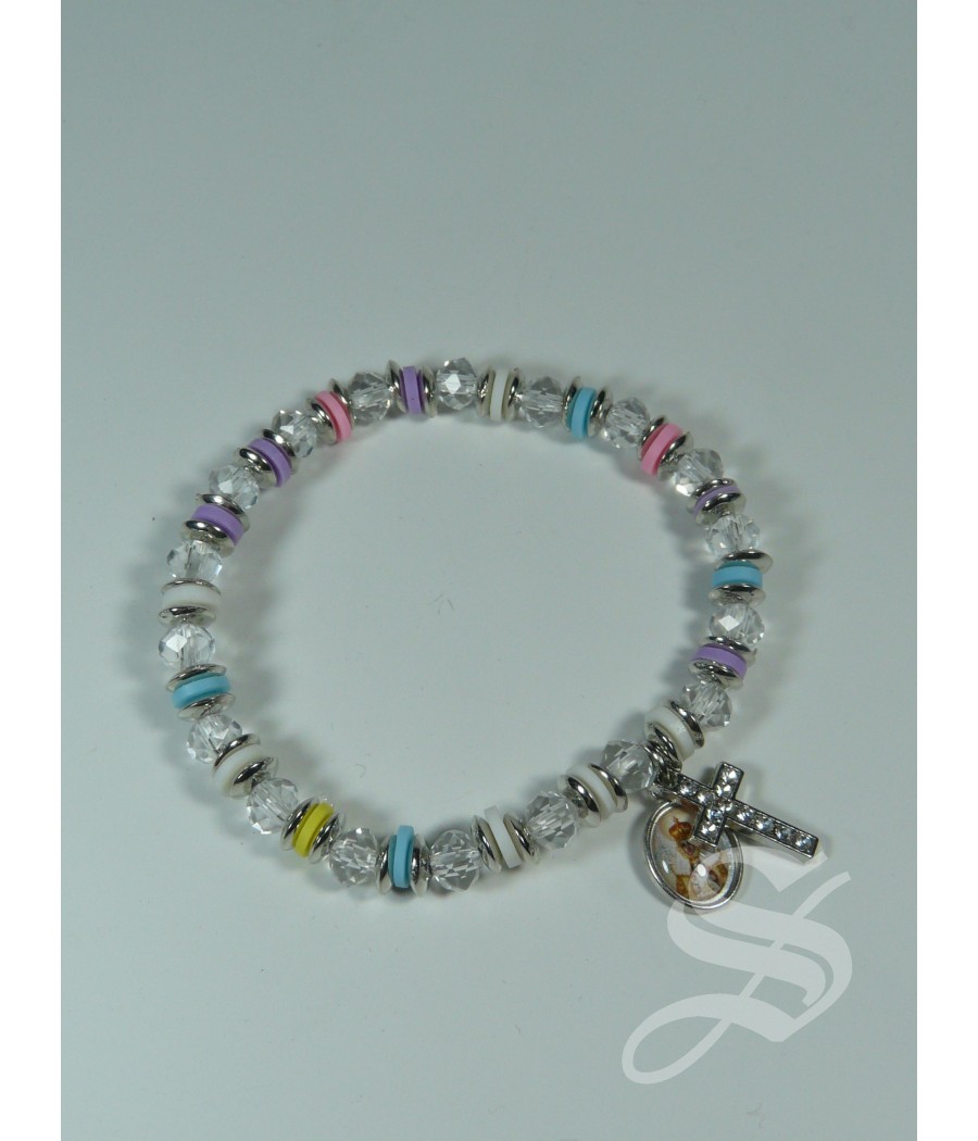 PULSERA COLORES CON CRUZ STRASS