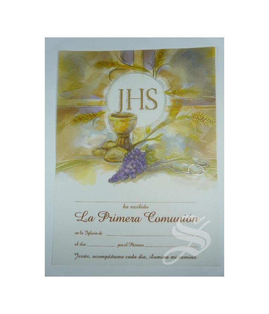 RECORDATORIO COMUNION PERGAMINO 18 X 24