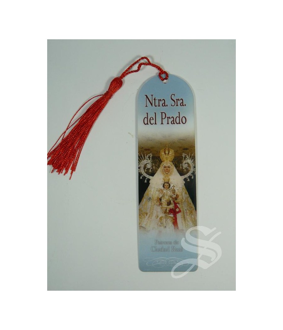 MARCAPAGINAS PLASTIFICADO VIRGEN DEL PRADO CON BORLA