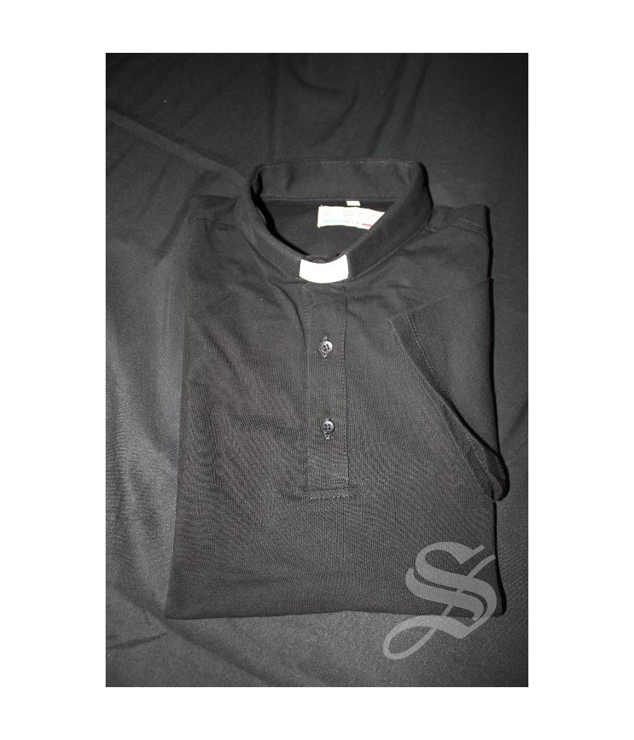 POLO CLERGY NEGRO L NEGRO MEZCLA MANGA CORTA ALGODON