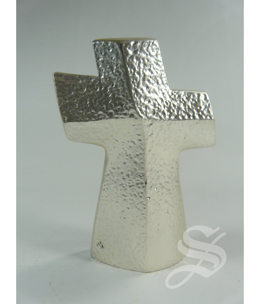 CRUZ RESINA PLATEADA 9 CM. CRISTO