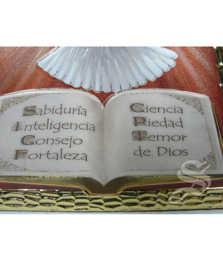 CUADRO PALOMA POLIMERO CON DONES. 12 X 11.5CM