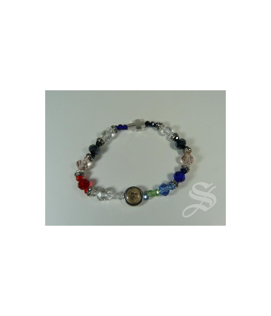 PULSERA CRISTAL COLORES ELASTICA, VIRGEN DEL PRADO