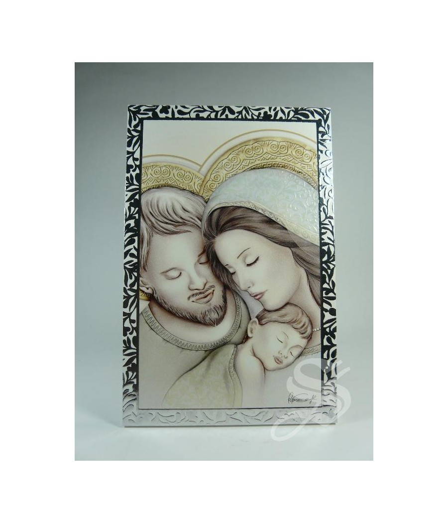 ICONO SAGRADA FAMILIA 11,5 X 17,5 CM. BILAMINADO DE PLATA