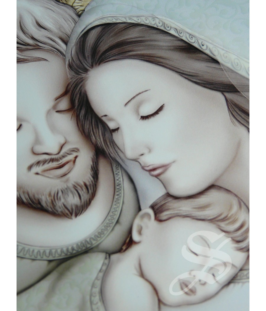 ICONO SAGRADA FAMILIA 11,5 X 17,5 CM. BILAMINADO DE PLATA
