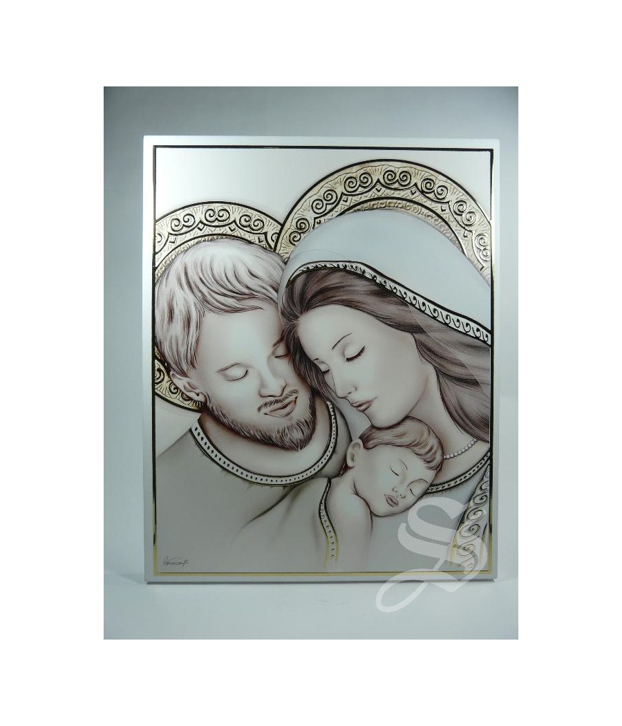 ICONO SAGRADA FAMILIA 20 X 25 CM. BILAMINADO DE PLATA