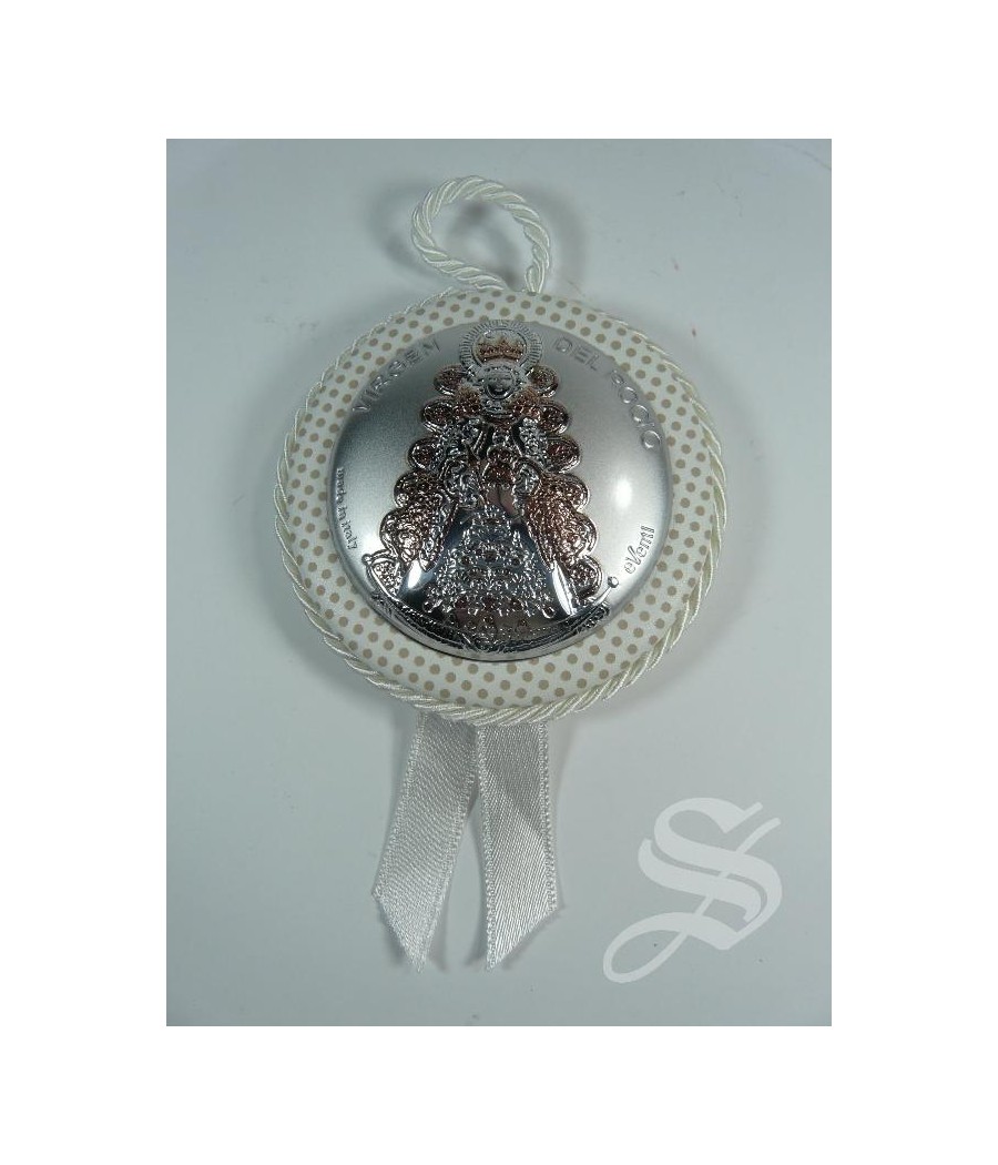 MEDALLON CUNA VIRGEN DEL ROCIO BLANCO Ø 7CM.