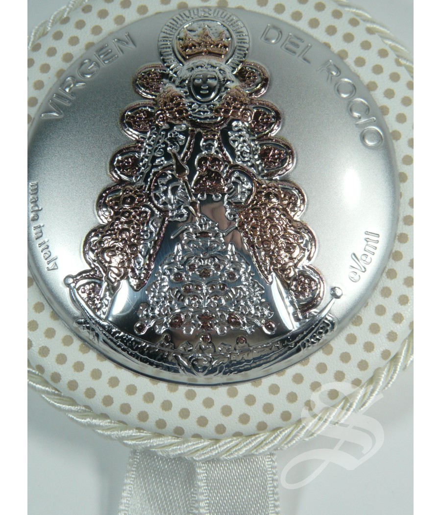MEDALLON CUNA VIRGEN DEL ROCIO BLANCO Ø 7CM.