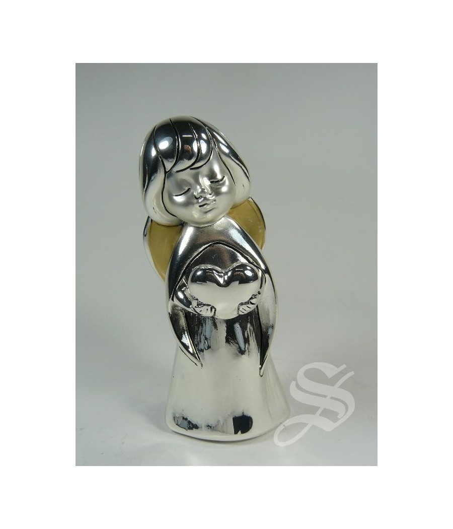 ANGEL CORAZON 10 CM. BILAMINADO PLATA