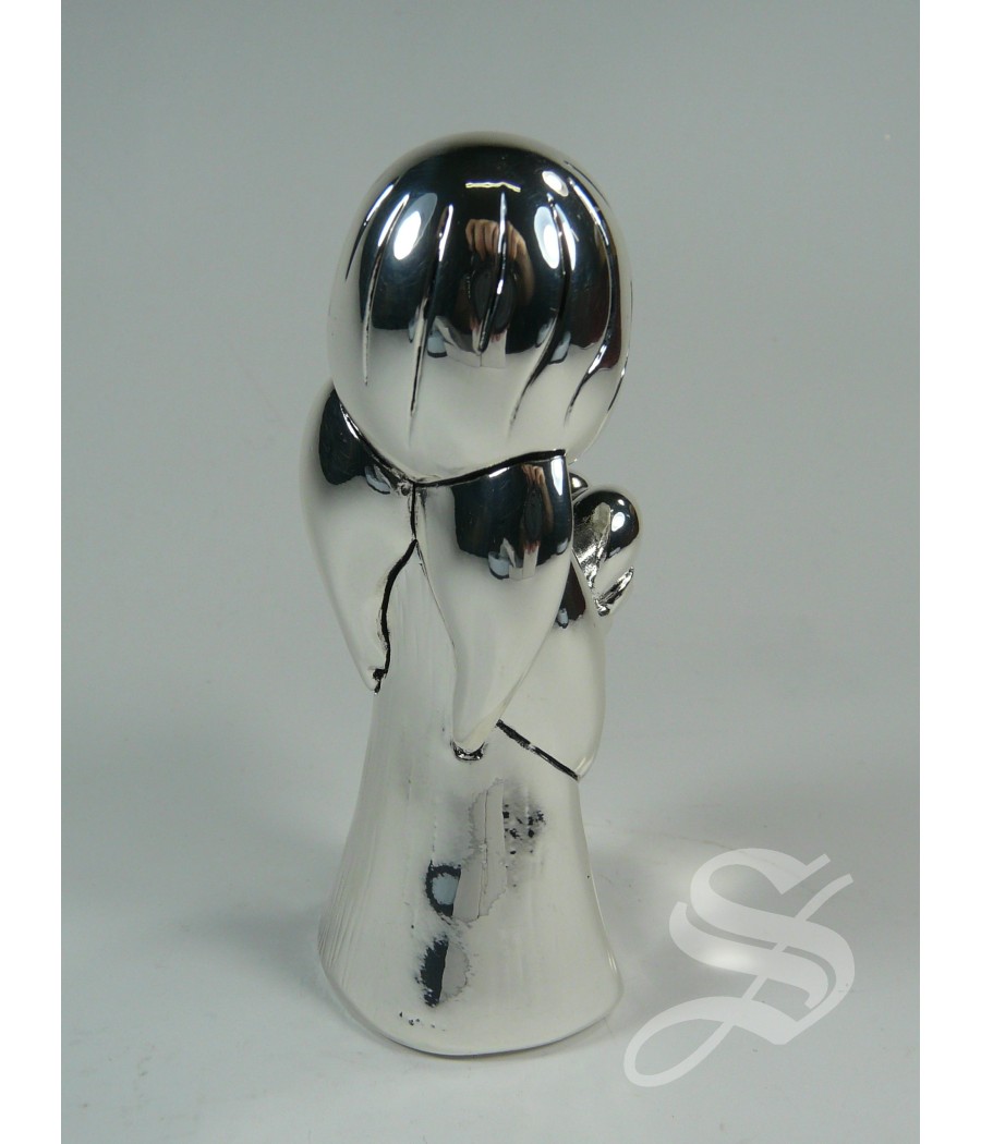 ANGEL CORAZON 10 CM. BILAMINADO PLATA