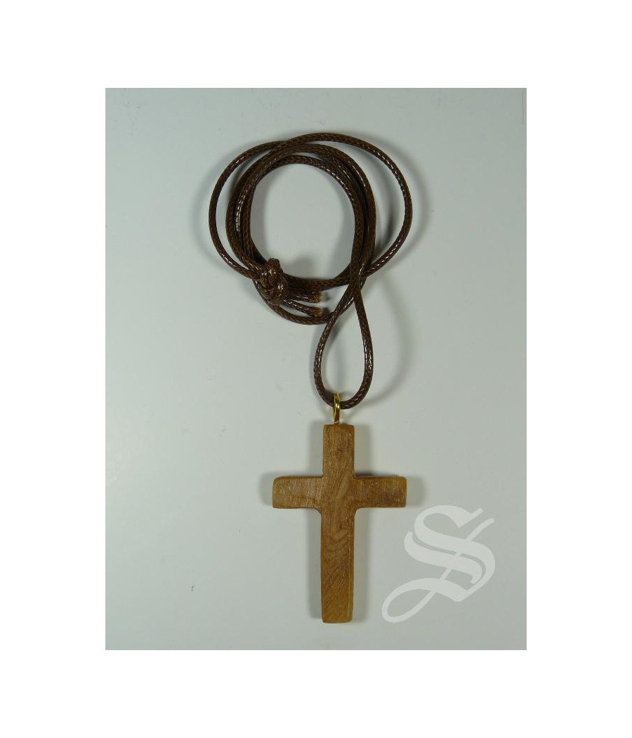 CRUZ SIMPLE 50 X 35 MM MADERA OLIVO JERUSALEN CON CORDON