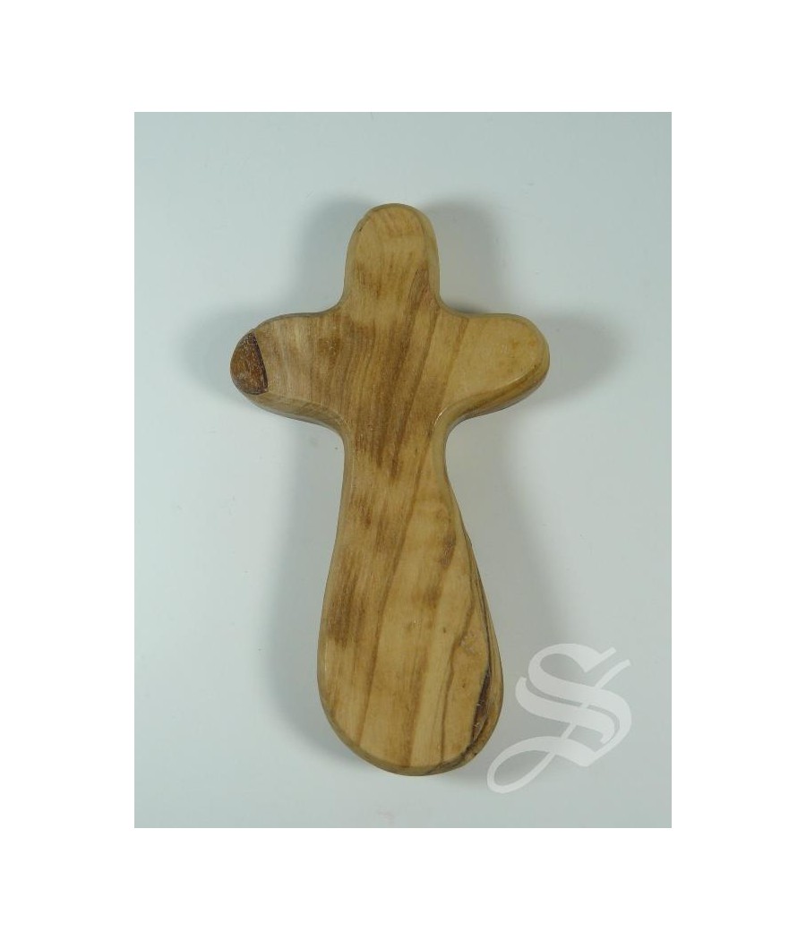 CRUZ DE VIDA GRANDE 95 X 55 MM. 2 CM. GROSOR MADERA OLIVO JERUSALEN