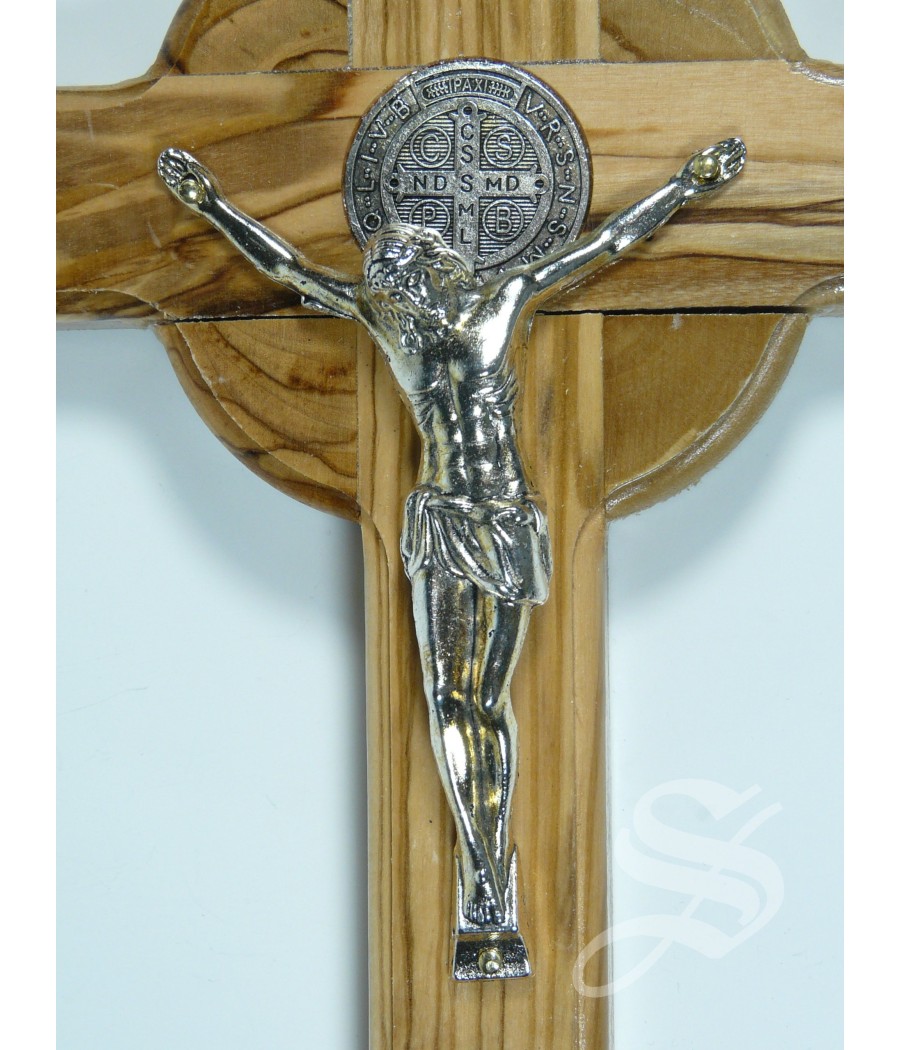 CRUZ PARED SAN BENITO 20 X 12 CM.OLIVO JERUSALEN
